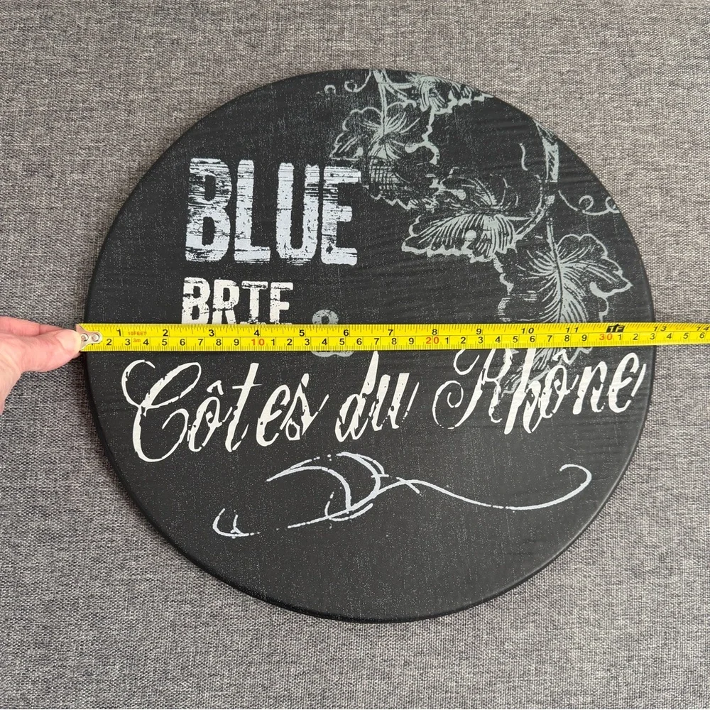 Williams-Sonoma Black Slate Stoneware Round Cheese Platter Blue Brie Wine 13”
